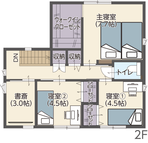 【美作市北山】将来平屋のように過ごせる2階建てのお家の間取り画像