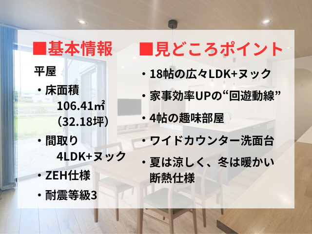 ▼【平屋期間限定モデルハウス】家事動線◎！4LDK+ヌックのお家_in南あわじ市賀集福井のメイン画像
