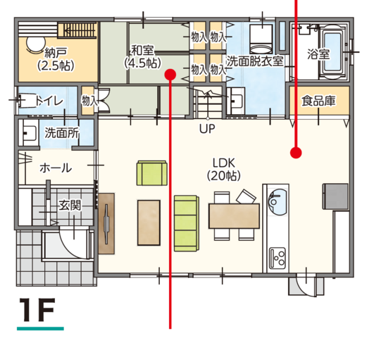 収納とやさしさにあふれるお家　宮古市崎山　実例完成見学会の間取り画像