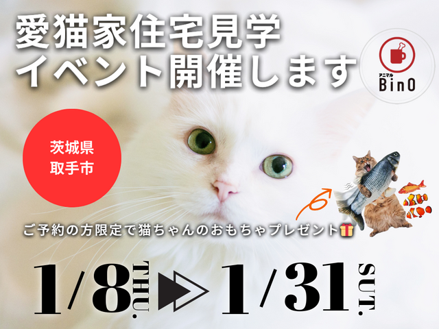【茨城県取手市 】愛猫家住宅見学イベント開催！来場プレゼントつき【BinO】のメイン画像