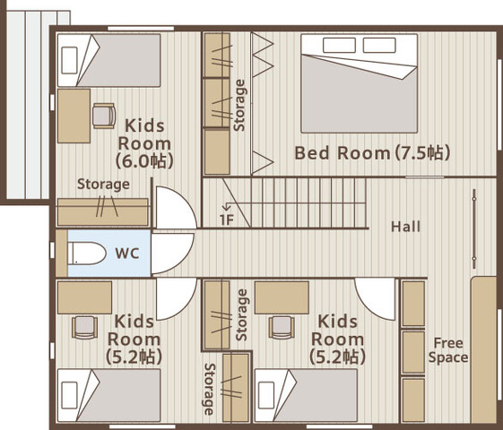 鳥海山から四季を身近に感じられる家の間取り画像