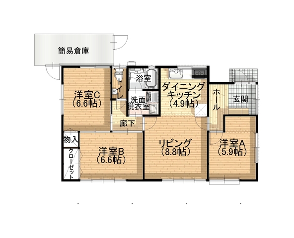 【中古住宅】多肥上町｜平屋の間取り画像