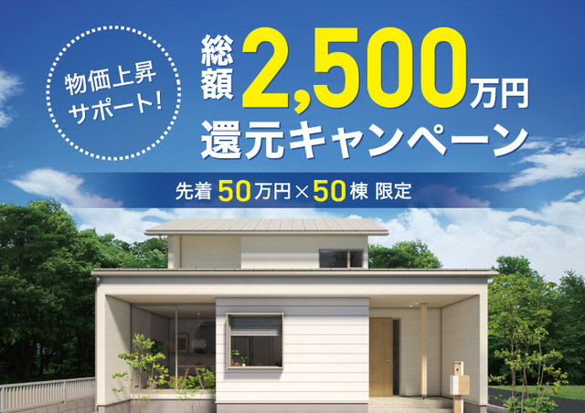 物価上昇サポート！総額2,500万円還元キャンペーンのメイン画像
