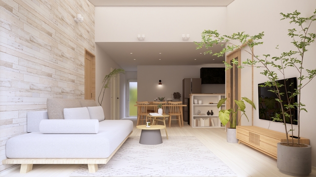 二世帯をやさしくつなぐ、平屋の住まい【久米南町下弓削】のメイン画像