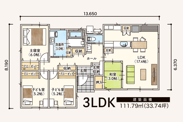 結城市 結城 7/13・14・15・16~21 平屋の家 完成見学会の間取り画像