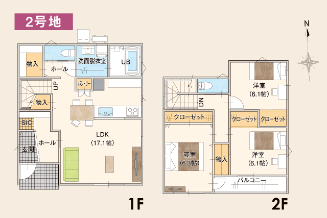 上諏訪町 1号地 2号地 販売会&見学会開催の間取り画像
