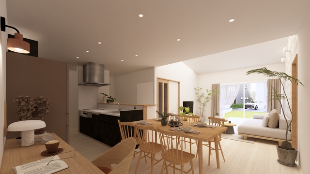 二世帯をやさしくつなぐ、平屋の住まい【久米南町下弓削】のメイン画像