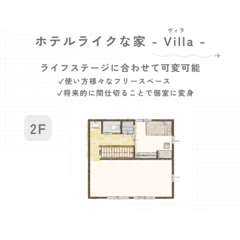 【松茂町中喜来】3LDK 33坪！ホテルライクな家 - Villa(ヴィラ) - 完成見学会の間取り画像