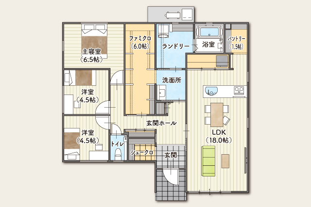 三井郡大刀洗町本郷 3/28~4/5 平屋 完成見学会の間取り画像