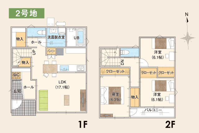 上諏訪町 1号地 2号地 販売会&見学会開催の間取り画像