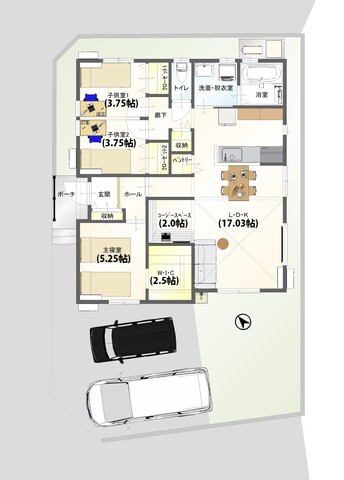鹿児島市清和3丁目 平屋モデルハウスの間取り画像