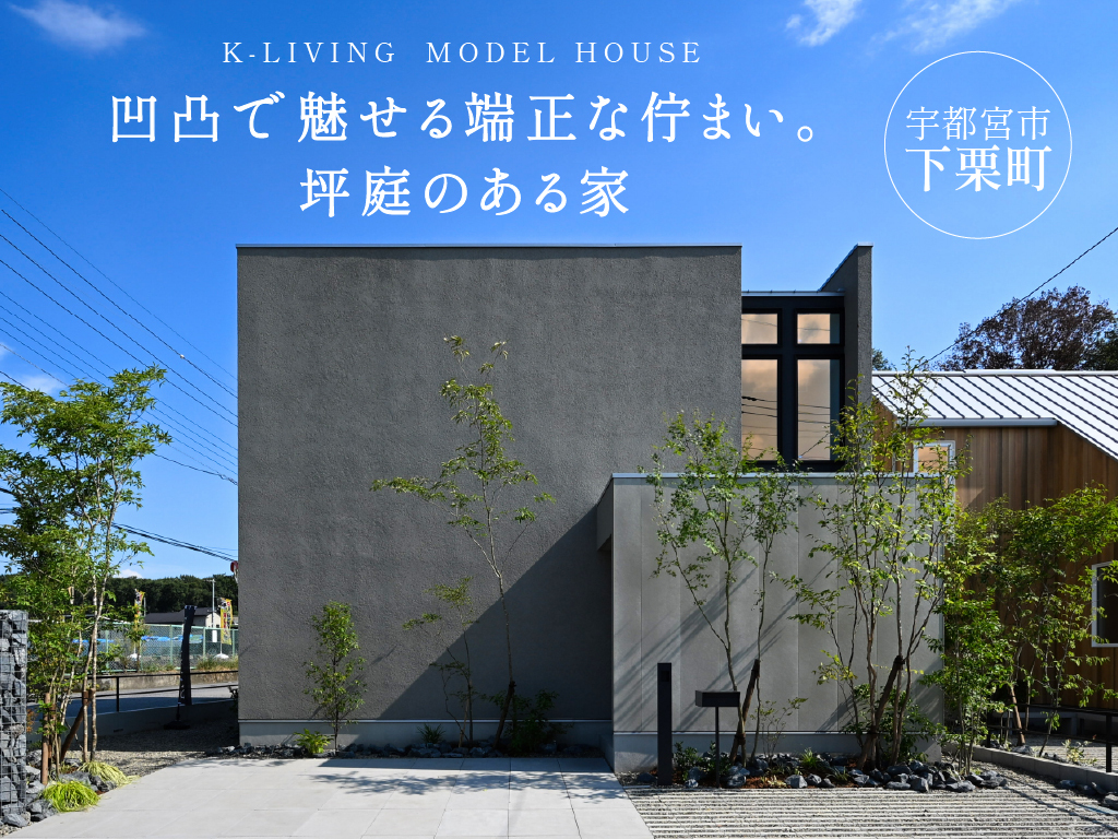 凹凸で魅せる端正な佇まい。 坪庭のある家 / 宇都宮市下栗町
