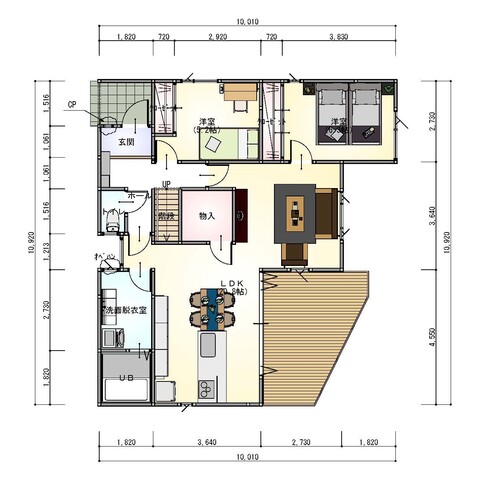 【エアコン一台で家中まるごと涼しい！】市原市山木 平屋モデルハウスの間取り画像