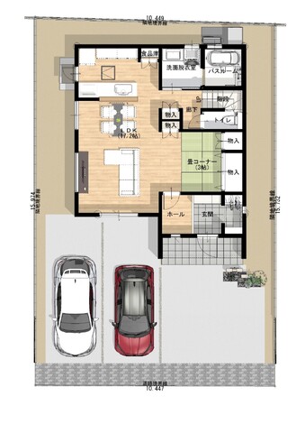 《松山市古三津》④号地『車並列4台可　適材適所収納のいえ』のメイン画像
