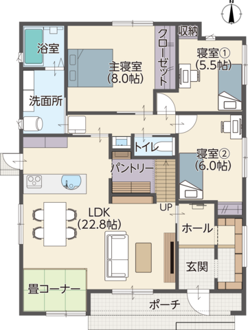 【津山市平福】天井の先に平屋の可能性が拓ける家の間取り画像