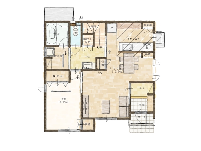 6日(日)まで延長！　【多賀城市八幡1丁目】5LDK 38坪！3階建て!?憩いの空間のある家🏠の間取り画像
