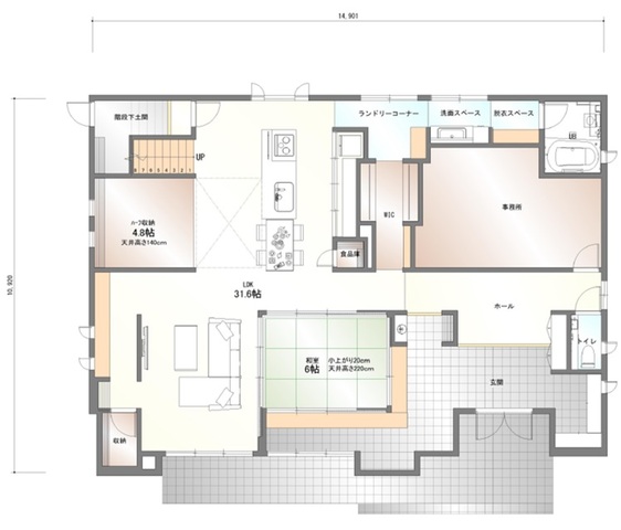 土浦展示場　一緒に始めよう　理想の暮らしをアイ工務店からの間取り画像