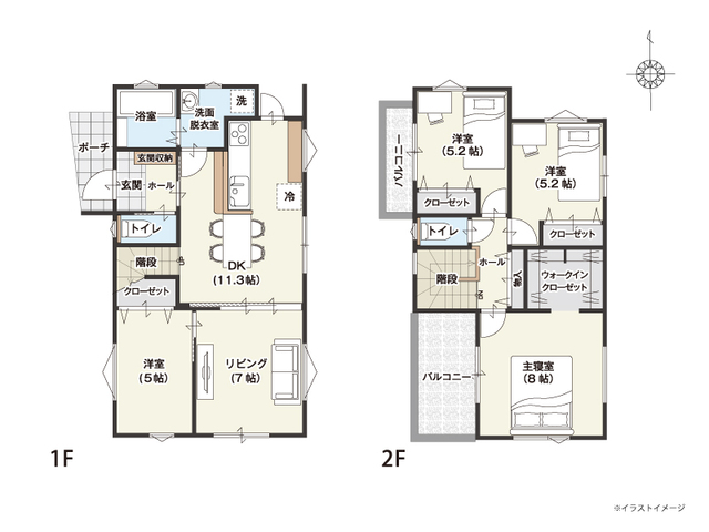 ★『同居暮らしも可能1.5世帯の家』 1号地 / 3,480万円【ハートフルビレッジ木津プレミアム】の間取り画像