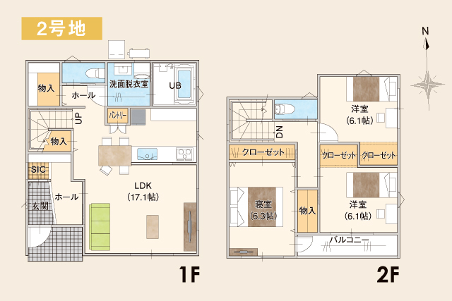 上諏訪町 1号地 2号地 3/20・21・22・23　 販売会&見学会開催の間取り画像