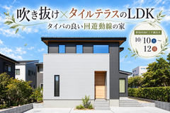 【予約不要】吹き抜け×タイルテラスのLDK、タイパの良い回遊動線の家のメイン画像