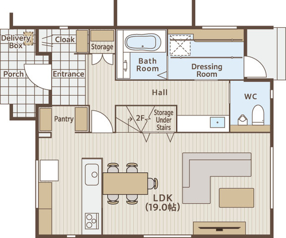 鳥海山から四季を身近に感じられる家の間取り画像