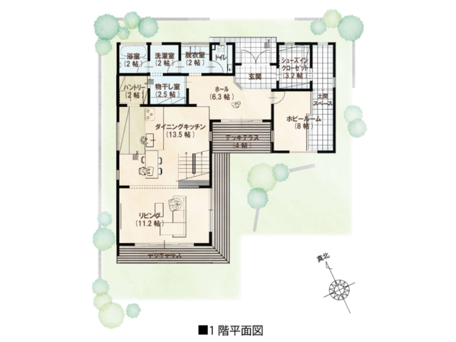 《相模原市矢部》木のぬくもりに包まれる暮らし。自然素材のモデルハウス見学会の間取り画像