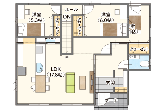 花巻市 天下田　オーダーメイド分譲住宅 完成見学会の間取り画像